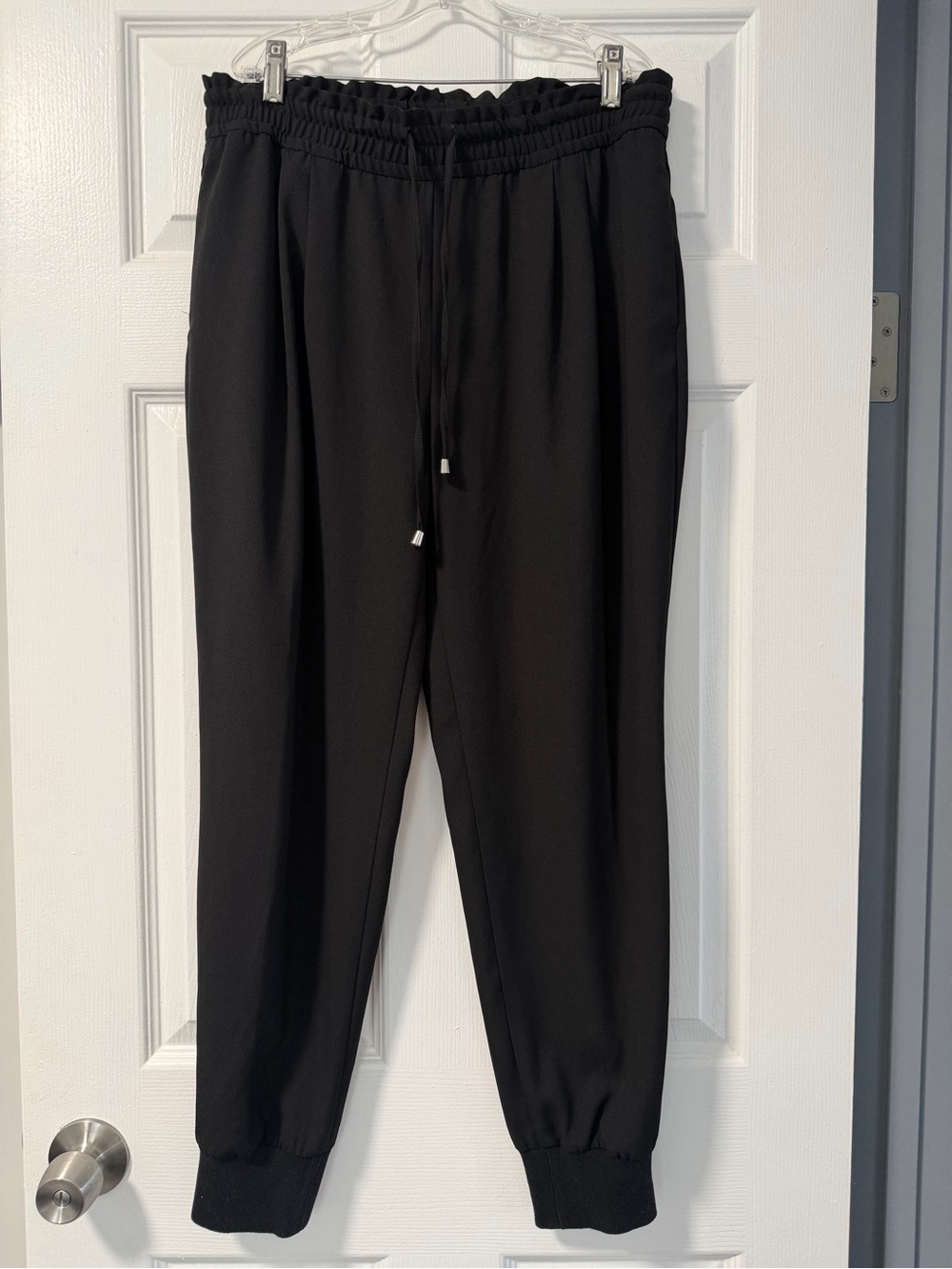 Zara Basic Black Jogger Pants Women’s Large Drawstring Elastic Waist, pockets